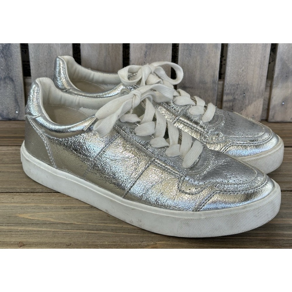 Sam Edelman Silver Sneakers Shoes Low Top Metallic Summer Women's 7 M